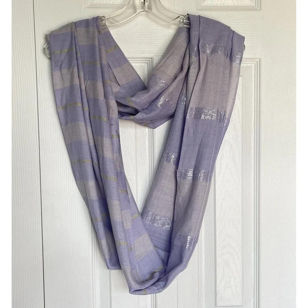 RISING TIDE Infinity Scarf Purple Striped Shiny